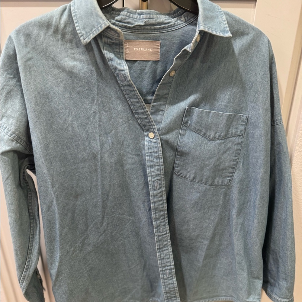 Everlane Women’s Japanese Oxford Blue Denim Shirt | Size 4